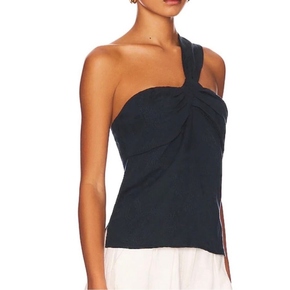 VERONICA BEARD Linen Blend Belinda Top in Ink Size 8 Floral Embroidery - Picture 9 of 13
